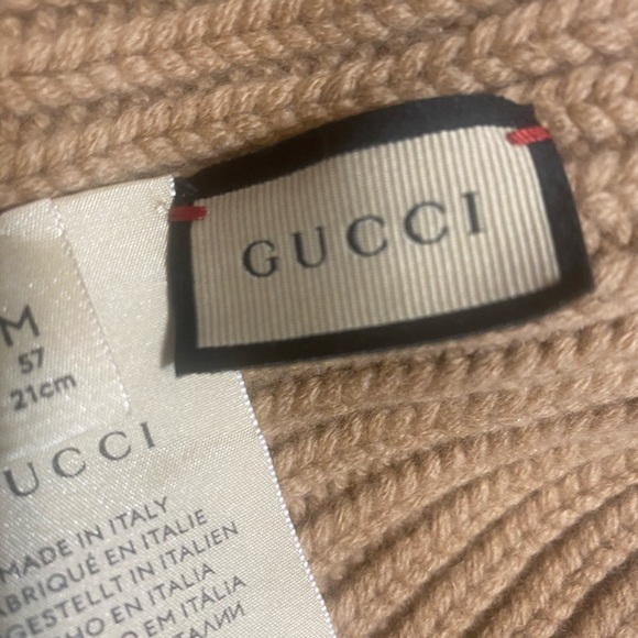Gucci Tan Ribbed Knit Hat with Logo - Picture 12 of 13